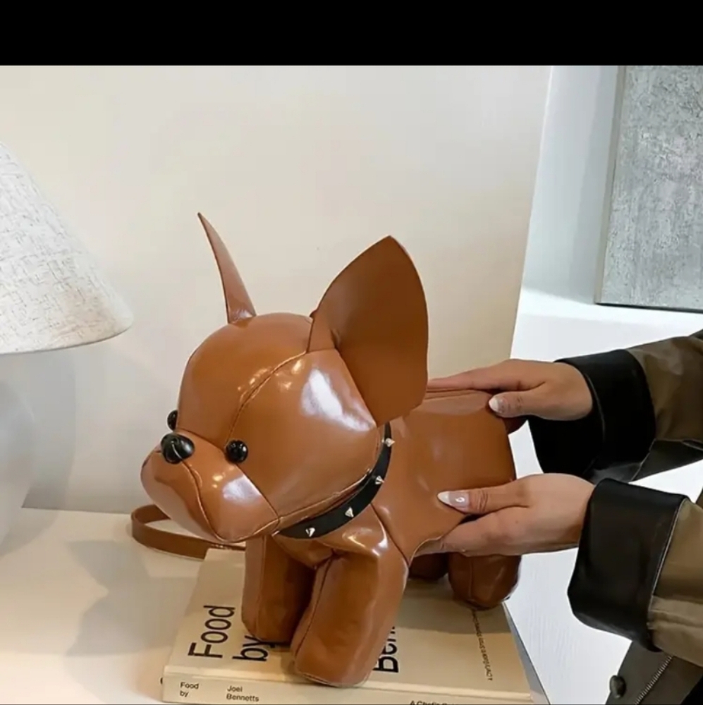 Brown Faux Leather Pug Bag